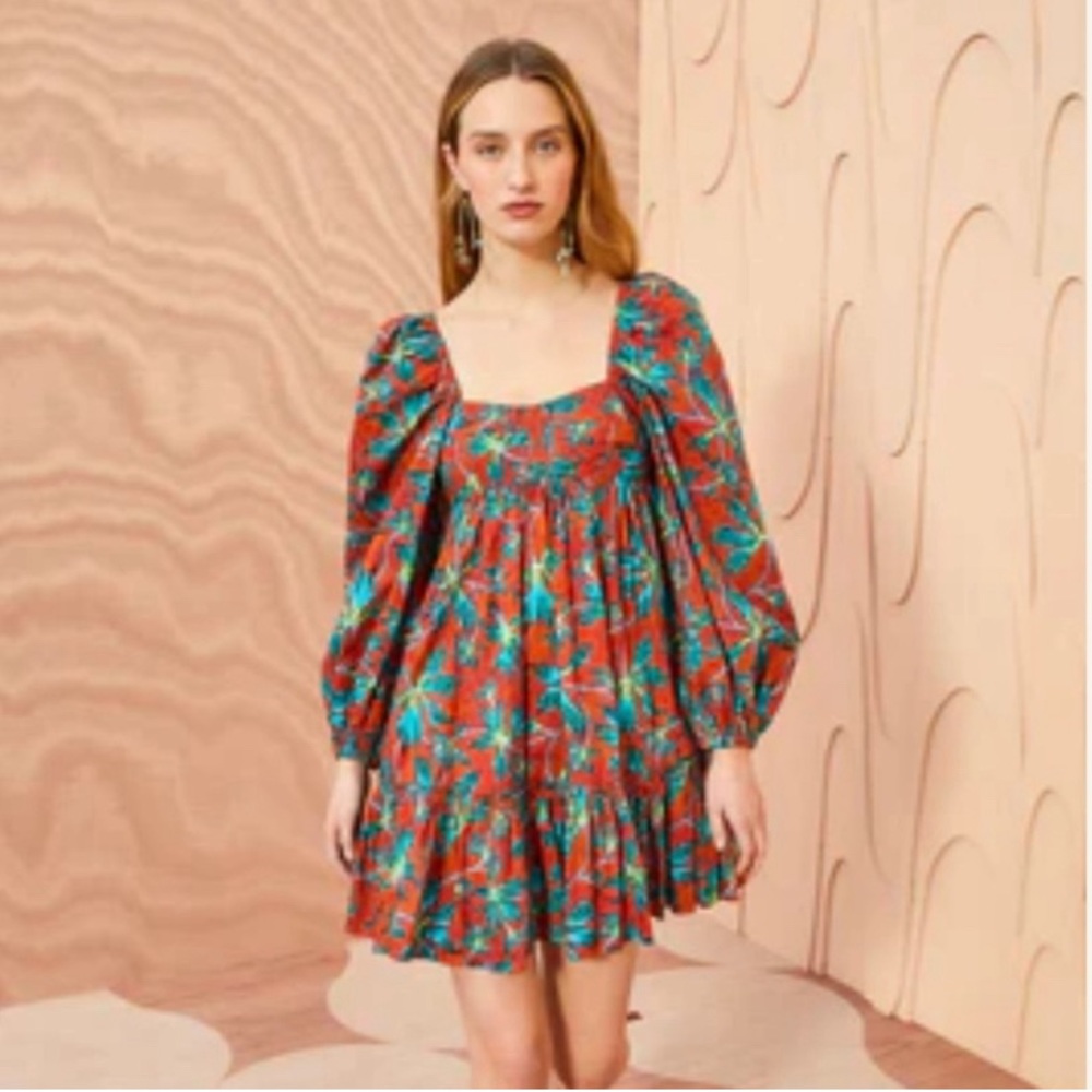 Floral Red and Blue Dress